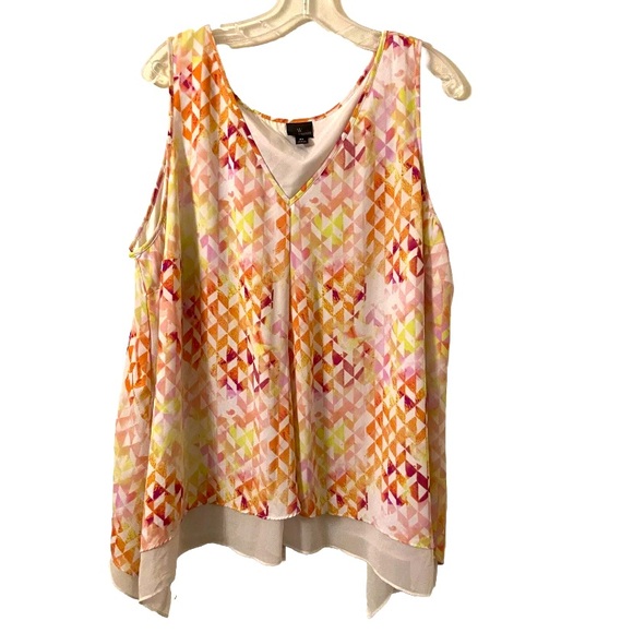 Worthington Women’s Sleeveless Lined Handkerchief Style Pullover Blouse - Picture 1 of 4